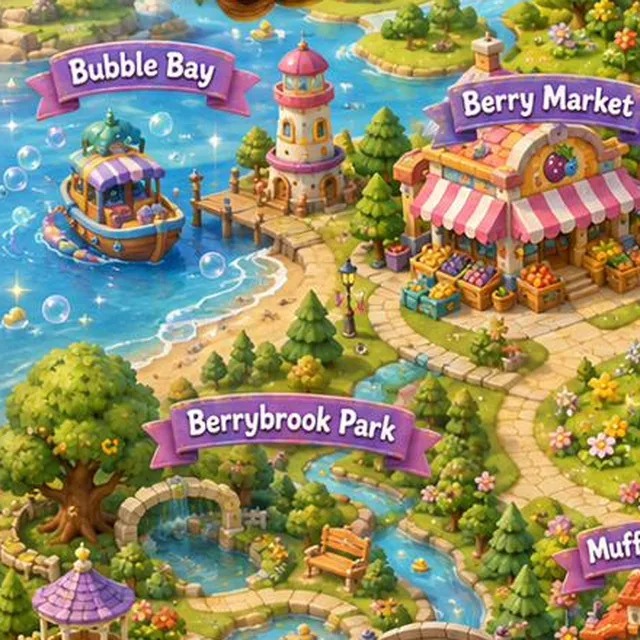 Bubble Bay on the Muffinberry Town map