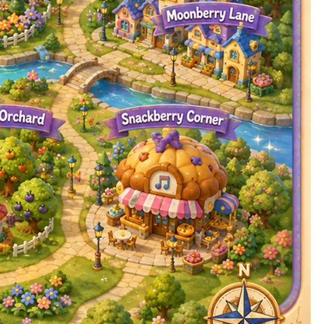 Snackberry Corner on the Muffinberry Town map